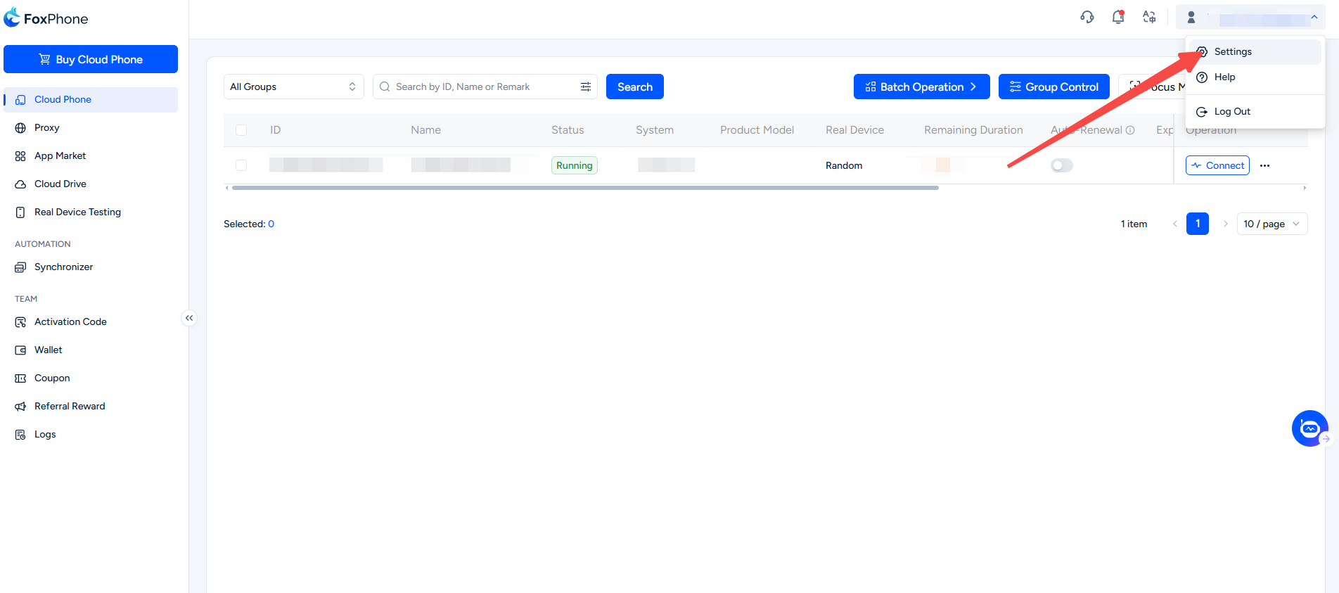 Open Settings from the profile menu