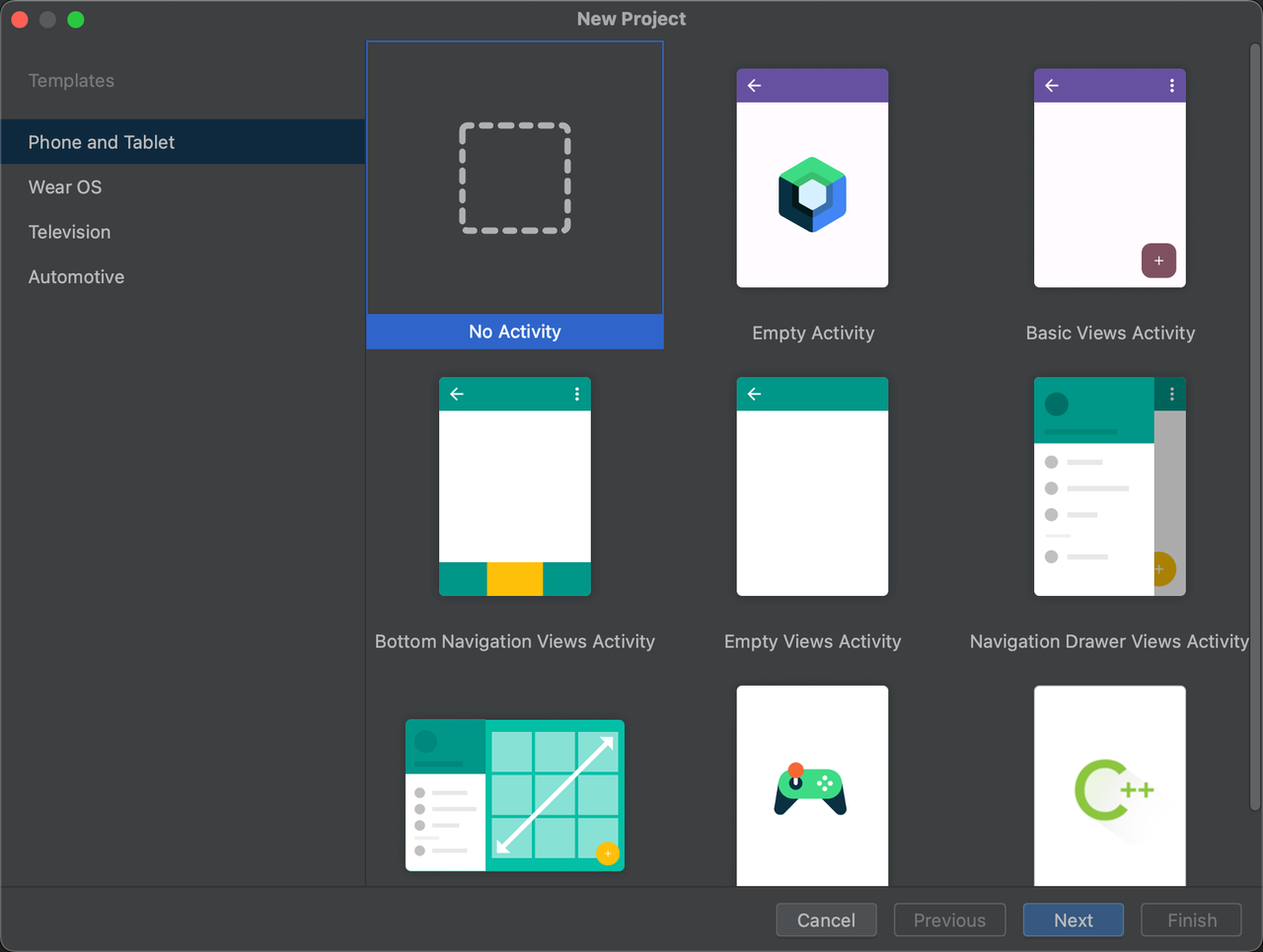 Android Studio 创建 No Activity 项目